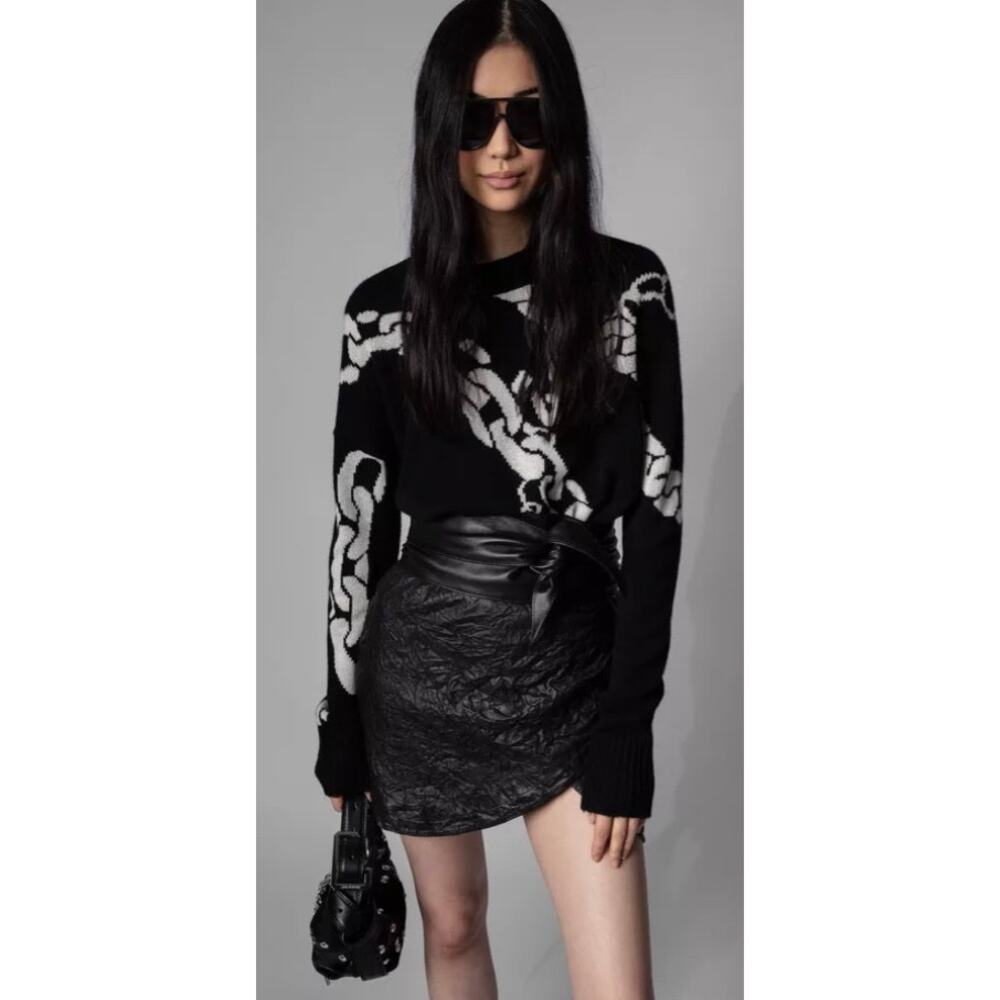 Zadig & Voltaire Leather Julipe Skirt in‎ Black